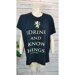 Game of Thrones GOT Tee "I drink & know things" Men's Sz Large